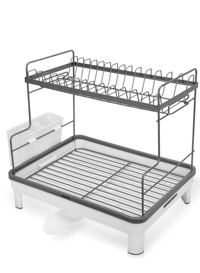 Fissman 2-Tier Dish Drying Rack 48cm Stainless Steel, Plastic - Image 2